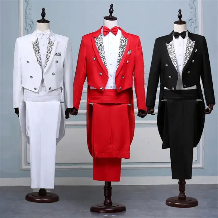 Manteau de queue pour hommes, classique, moderne, blanc et noir, Style basique, costume pour hommes 