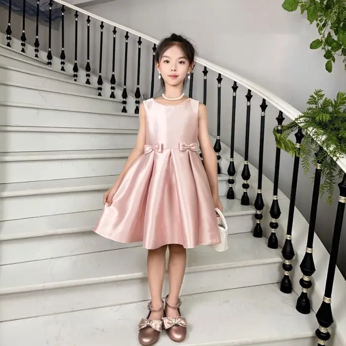 Robe de Soirée Formelle pour Filles 2026, Nouvelle Robe de Princesse en Satin Rose, Tenue Élégante p