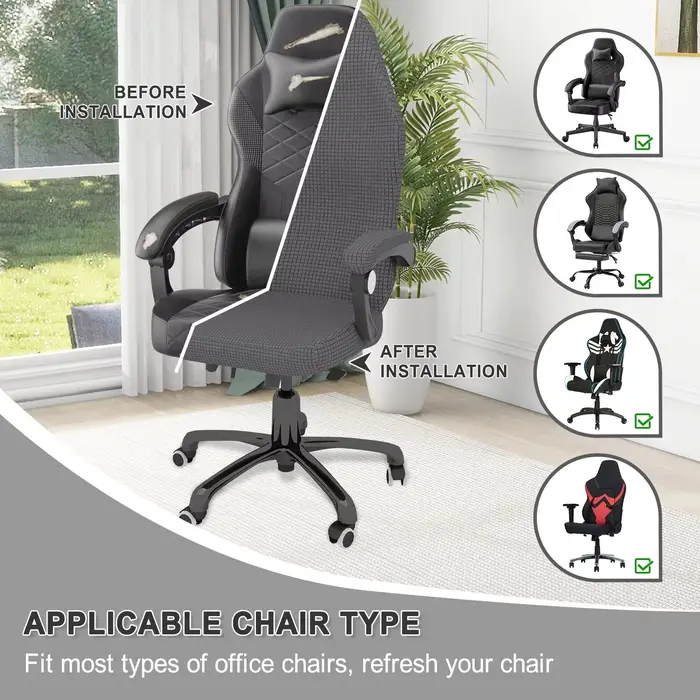Housses de chaise de jeu avec accoudoir, 4 pièces, en Spandex, imperméables, pour siège de bureau, p