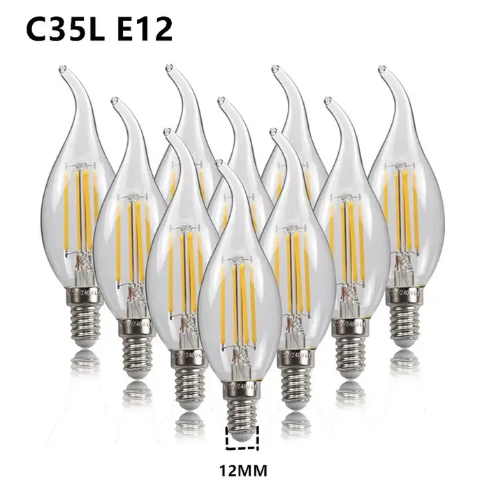 Bougie Led rétro à intensité variable, C35 givré E14 220V 110V 4W 6W, blanc chaud 2700K, ampoules à 