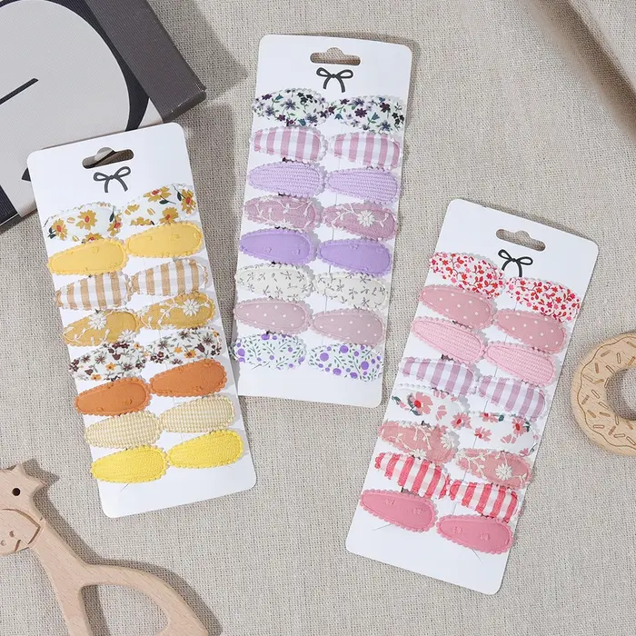 Pince à cheveux texturée en coton pour fille, 10/16 pièces, BB, mignon, coloré, Floral, couleur bonb