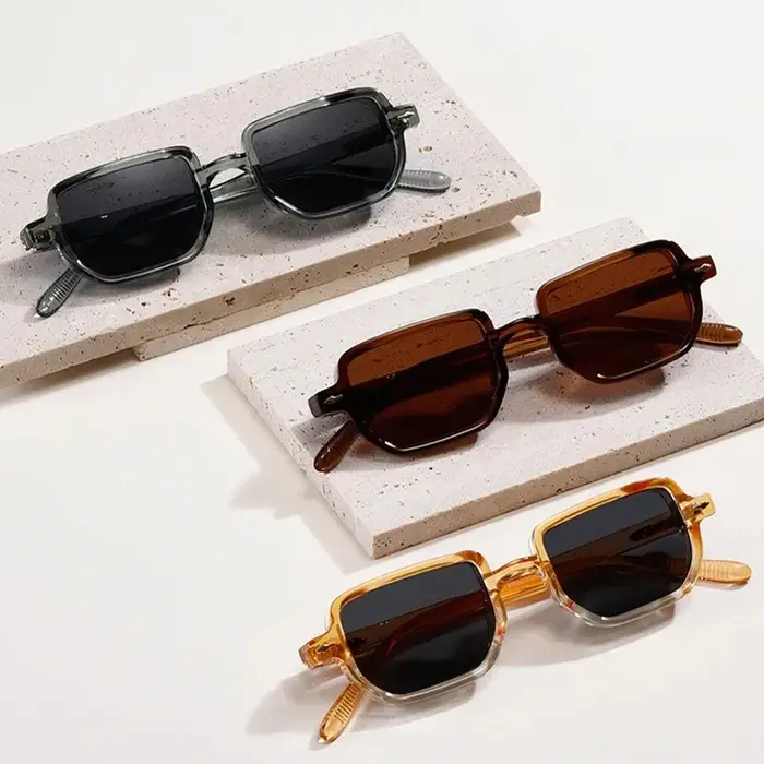 Lunettes de soleil rectangulaires pour hommes et femmes, lunettes de soleil pour documents de bonbon