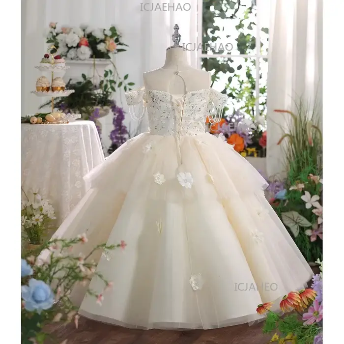 Robe de princesse pour filles, idéale pour anniversaire, demoiselle d'honneur, mariage, spectacle de