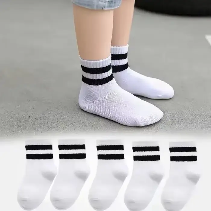 5 paires/lot couleur Pure doux respirant coton enfants chaussettes d'école filles garçons décontract