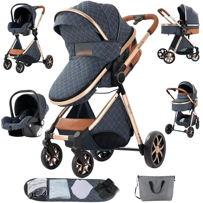 Poussette bébé 3 en 1 haute paysage avec siège auto landau bébé poussette bébé convertible cadre Dur