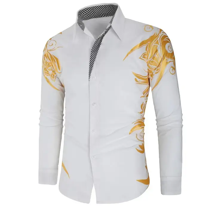 Chemise à manches longues pour hommes, chemise imprimée, mode, décontractée, haute qualité, élégante
