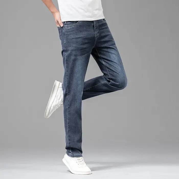 Jeans d'été en coton élastique pour hommes, pantalons droits décontractés, vêtements masculins de ma