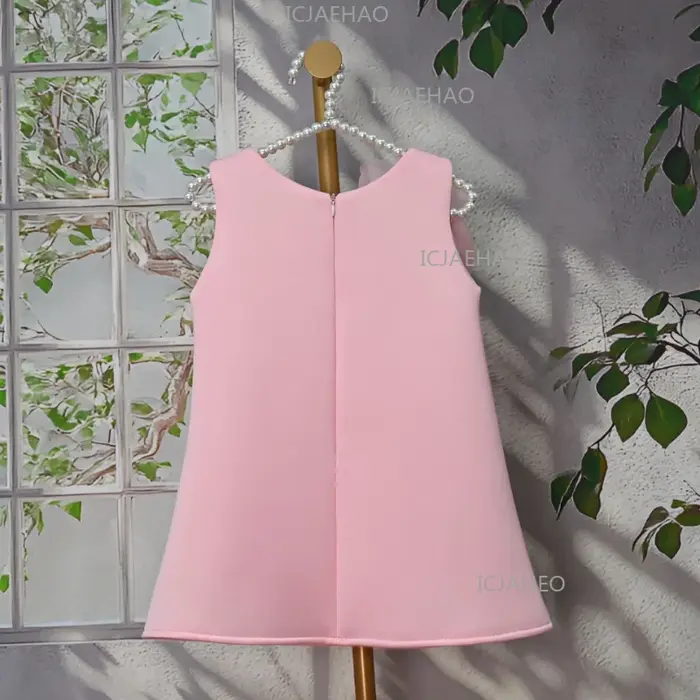 Nouvelle Robe de Princesse Rose Sans Manches pour Filles, Robe de Soirée Élégante avec Fleurs 3D pou