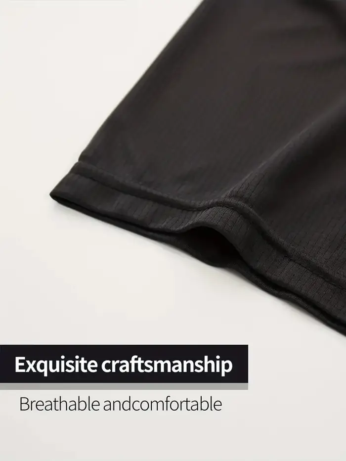 T-shirt col rond 7 pièces noir ultra-léger pour hommes, séchage rapide, respirant, absorbant la sueu