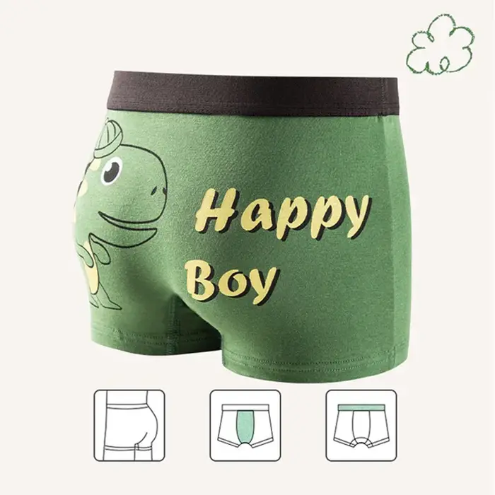 4 Pièces/Ensemble Garçons Sous-vêtement en Coton Enfants Boxer Court Dinosaure Cartoon Enfant Slip R