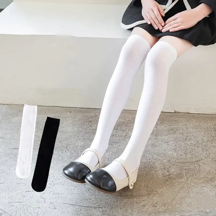 Chaussettes pour enfants pour filles chaussettes longues hautes blanches pour garçons chaussettes de