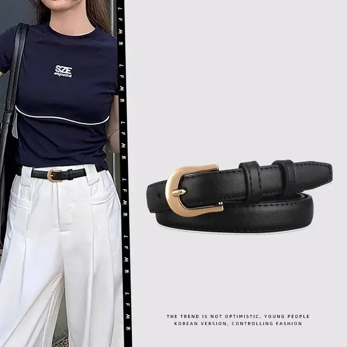 Ceinture d'été marron avec pantalon occidental assorti, Simple et polyvalente, nouvelle décoration à