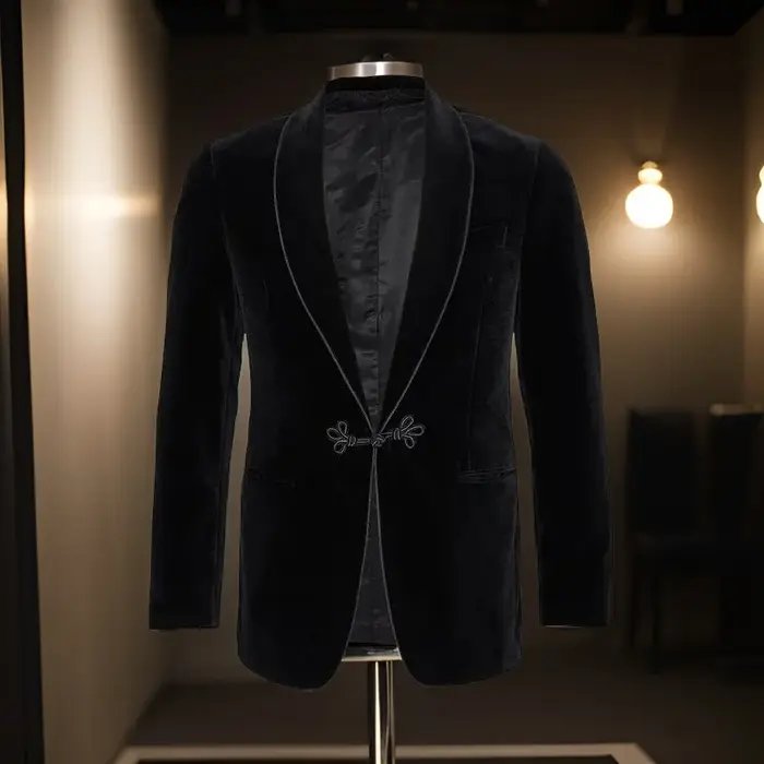 Veste de smoking en velours avec châle grenouille, ample, Vintage, Blazer de marié de mariage pour d