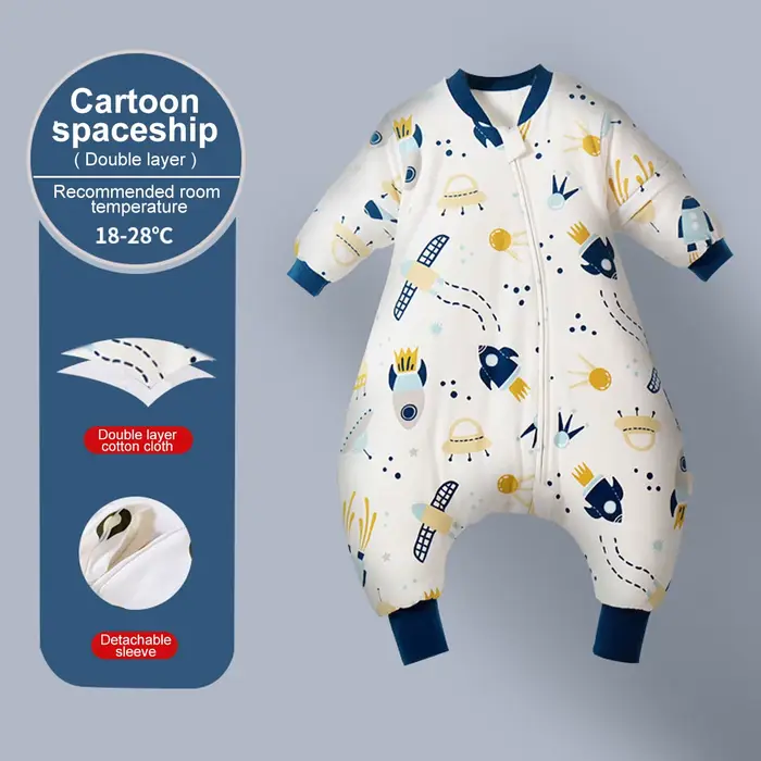 Gigoteuse à jambes fendues de dessin animé pour bébé, sac de couchage pour enfants, poignées, manche