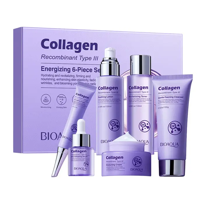 Soins de la peau Anti-rides, ensemble de Six pièces au collagène, Anti-âge et raffermissant, y compr