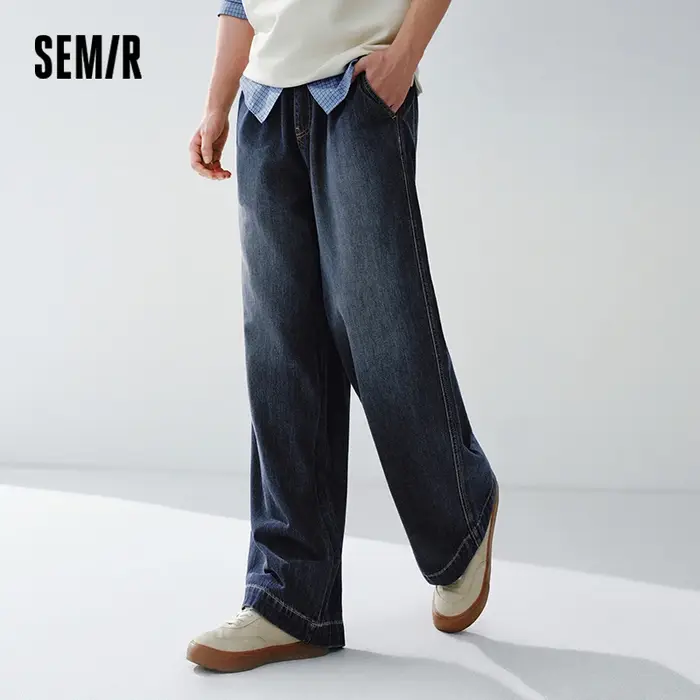 Semir polyvalent jean hommes 2026 printemps ample jambe large taille élastique basique décontracté c