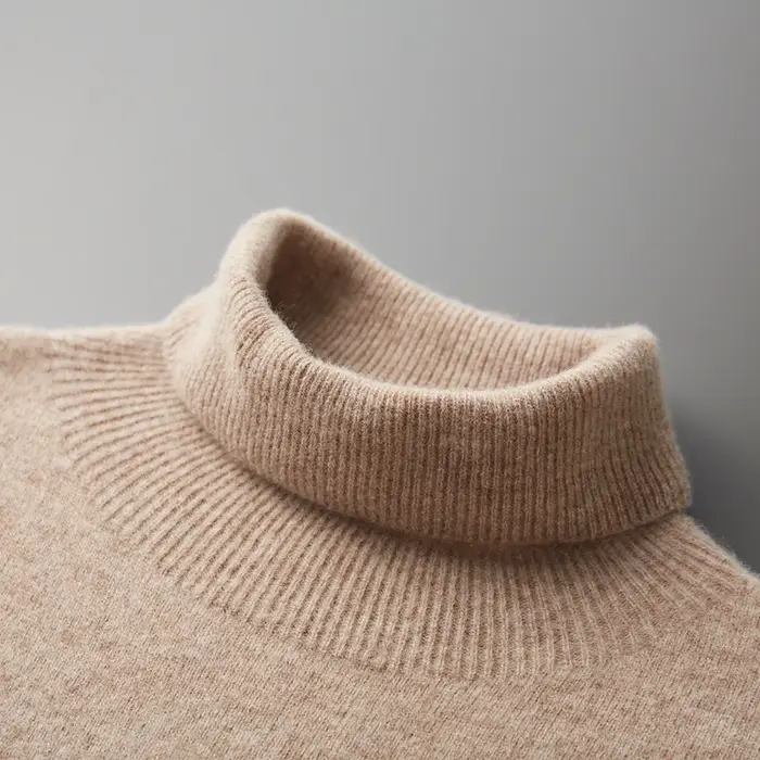 Pull une pièce à revers haut pour homme, 100% laine Pure, prêt à porter, automne et hiver, tricoté d