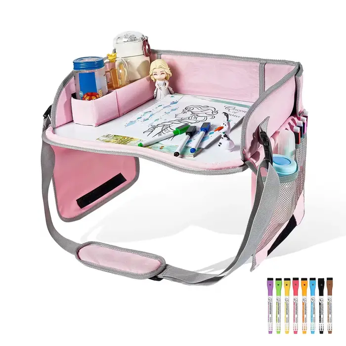 Plateau de voyage multifonctionnel pour enfants siège de voiture table de jeu organisateur stockage collations jouets porte-gobelets sécurité étanche occassions spéciales