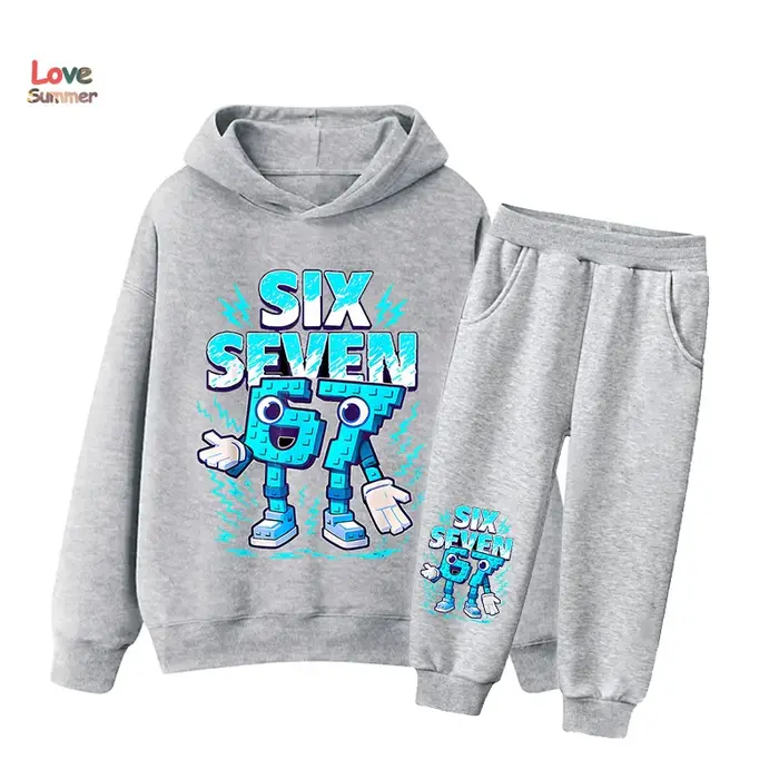 Ensemble 2 pièces sweat à capuche et pantalon 67 Six Seven pour garçons et filles, style italien Bra