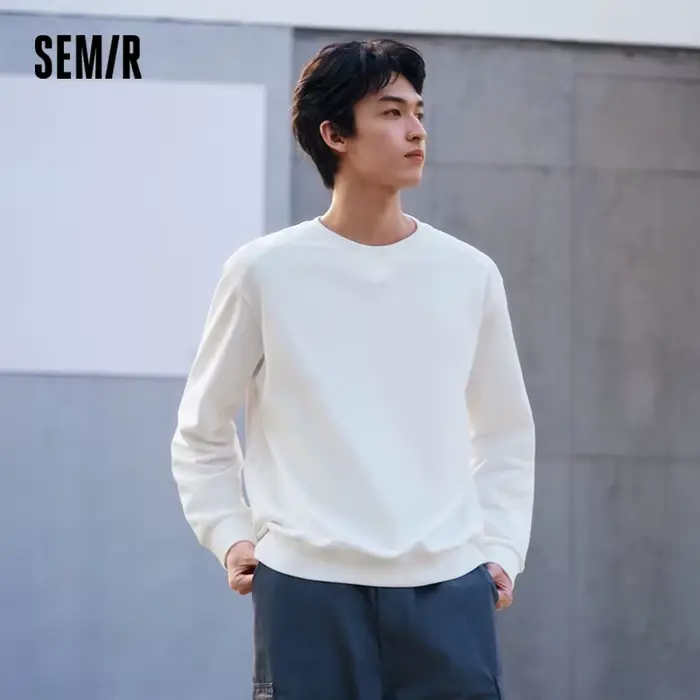 Sweat à capuche polyvalent pour homme, col rond, manches longues, doux, confortable, décontracté, ba