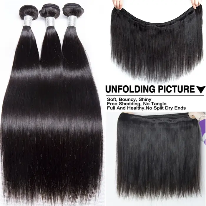Beautorch-Tissage en lot indien naturel Remy lisse 32 pouces, extensions de cheveux humains, noir de