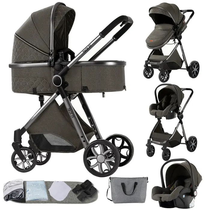 Poussette compacte 3 en 1 pour bébé avec berceau, landau de luxe pour bébé, poussette légère pour bé
