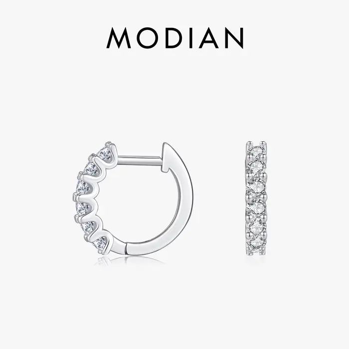 MODIAN D couleur Moissanite petites boucles d'oreilles en argent Sterling 925 creux scintillant bouc