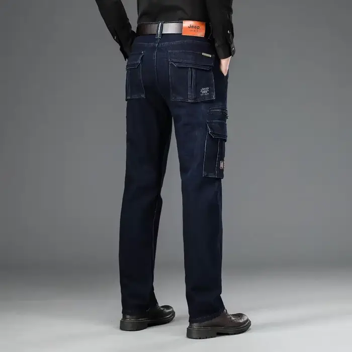 Pantalon cargo en denim multi-poches pour hommes, jean droit décontracté épais, surintendant ser, gr