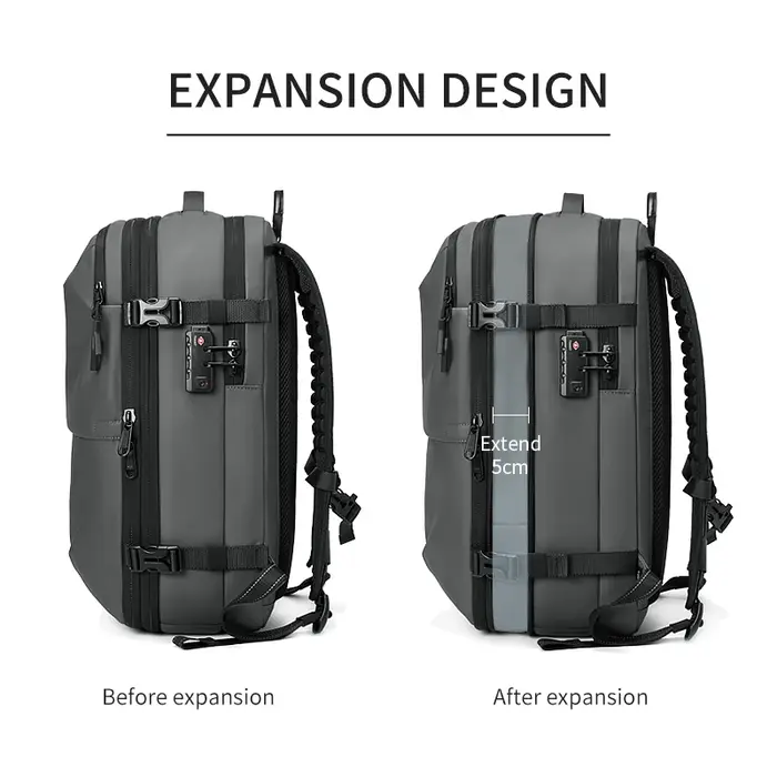 Sac à dos de voyage à compression sous vide pour hommes, sac à dos pour ordinateur portable 17 pouce