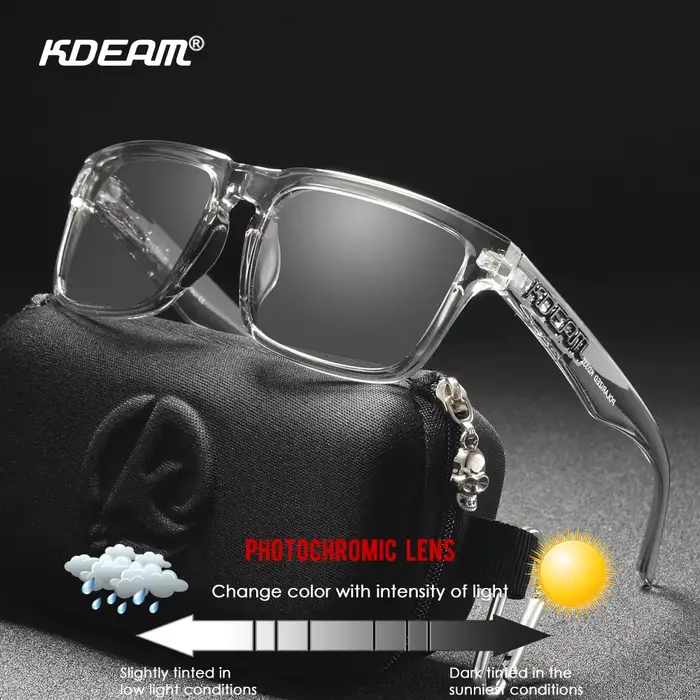 KDEAM lunettes de soleil photochromiques et polarisées hommes catégorie 3 lunettes de soleil polaris