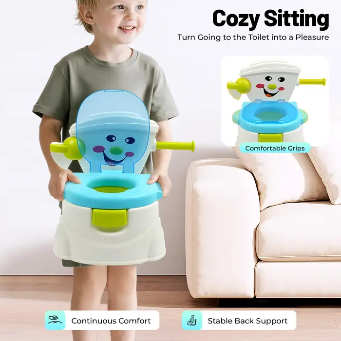 Siège d'entraînement de pot portable - Toilettes pour bébé de 6 mois à 5 ans avec design de voiture de dessin animé