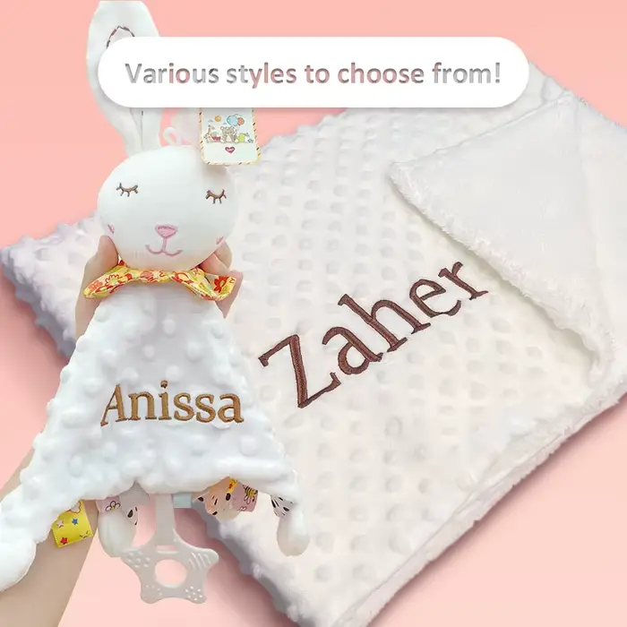 Couverture de bébé en peluche douce personnalisée avec nom, poussette pour nouveau-né, poupées endor