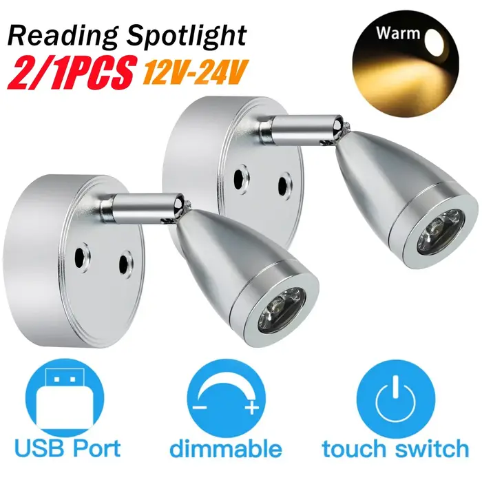 2/1 pièces DC 12-24V voiture intérieur LED lecture Spot lumière RV bateau caravane camping-car cheve