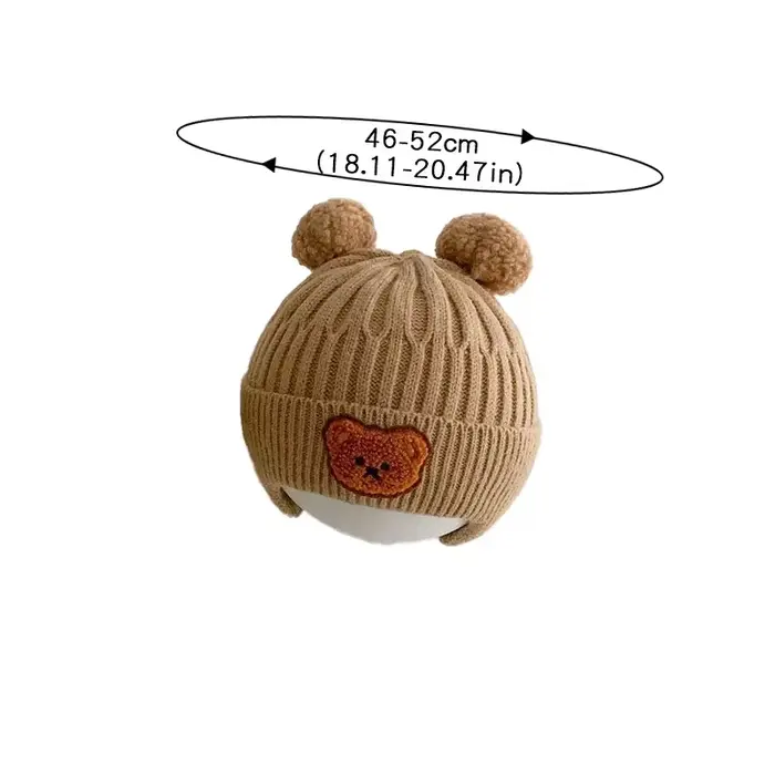 Chapeau en laine pour bébé, ours mignon, protection des oreilles, pour enfants, hiver, épais, chaud,