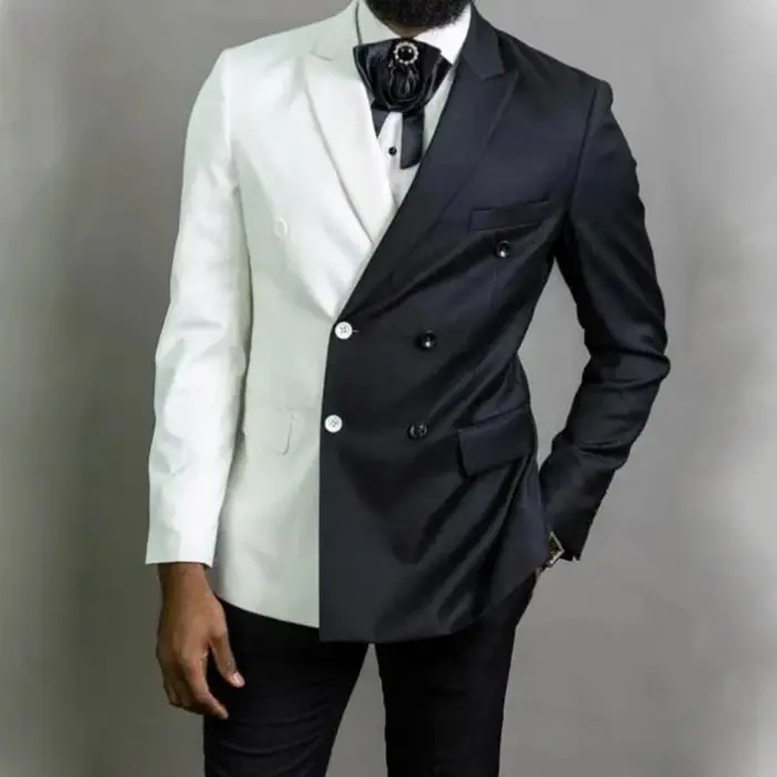 Smokings formels 2 pièces à double boutonnage pour hommes, blazer et pantalon, costume de marié élég