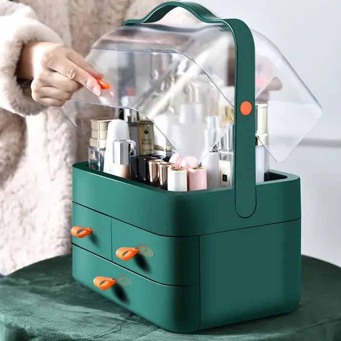 Boîte de réception de cosmétiques, 1 pièce, organisateur de maquillage de bureau anti-poussière avec