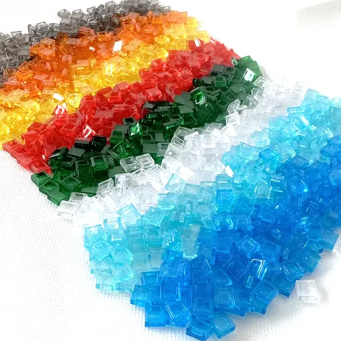 Briques colorées transparentes 1x1, 200 pièces, carrelage plat, blocs de construction lisses, bricol