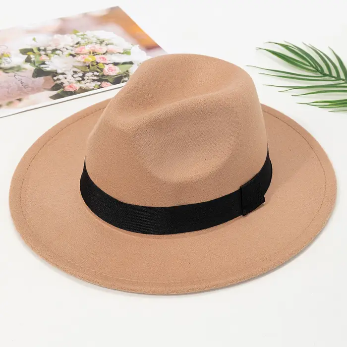Nouveaux chapeaux à grands bords pour hommes et femmes, chapeaux de jazz en laine à la mode, chapeau