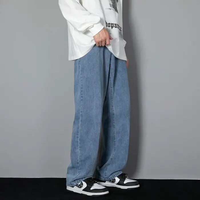 Nouveau Jean Long Décontracté Coréen pour Homme 2026 – Coupe Droite Classique en Denim, Jambes Large
