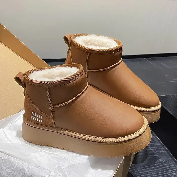 Bottes de neige à semelles épaisses pour femmes, chaussures d'hiver imperméables à tube court augmen