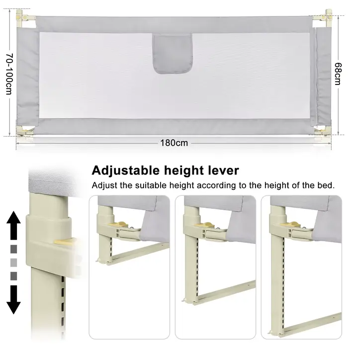1 barrière de lit portable, barrière de lit pliable pour enfant, 12 mois-5 ans, barrière de sécurité