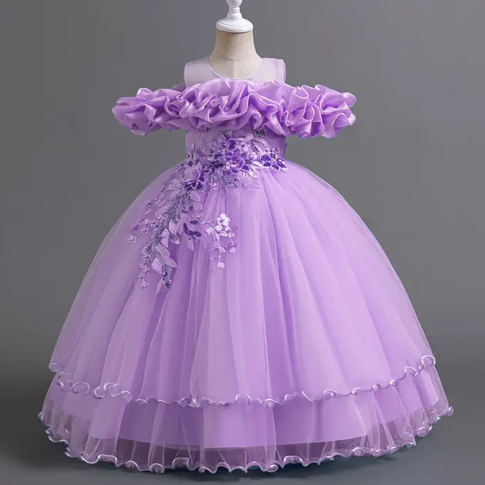 Robe de demoiselle d'honneur en tulle pour filles princesses Noël mariage communion élégante mode fête ```