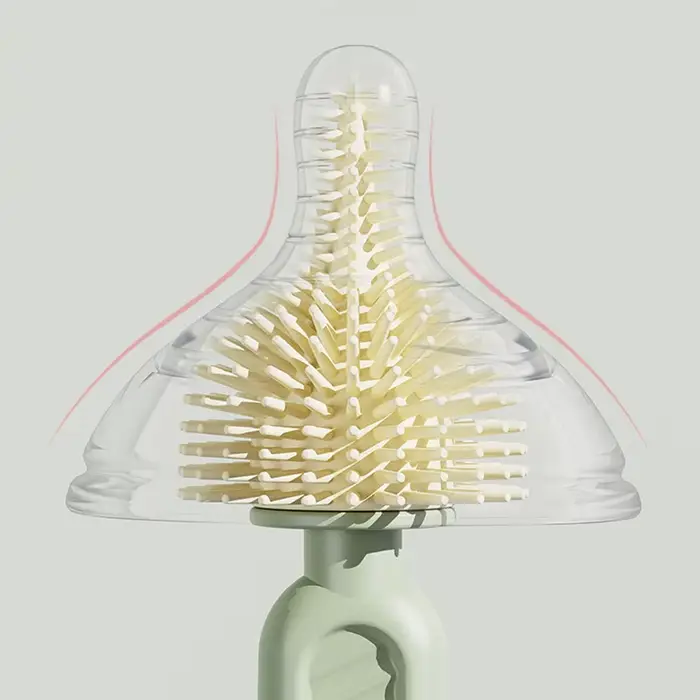 Brosse à biberon en Silicone pour bébé, ensemble d'outils de nettoyage portables à poignée droite 36