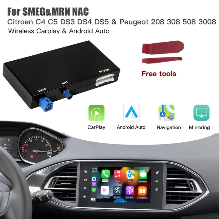 Boîte Carplay sans fil pour Peugeot Citroën SM C4 C5 DS4 DS3 308 508 208 3008 Module AirPlay Android Auto Installation Facile Conduite Élégante Occasions Spéciales