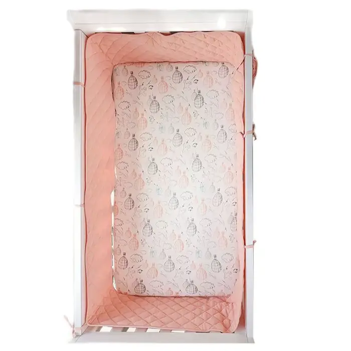 Pare-chocs dans le berceau crêpe Plaid une pièce berceau coussin bébé lit barre Protection Beige cot