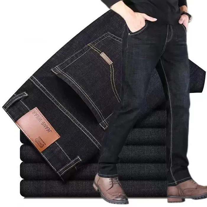 2025 nouveaux hommes d'affaires jean décontracté confortable droit Stretch mode classique Premium bl