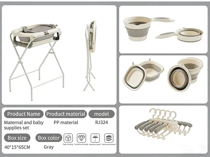 Ensemble de bain pour bébé pliable sans BPA, kit bassin et cintre pliables, design peu encombrant po