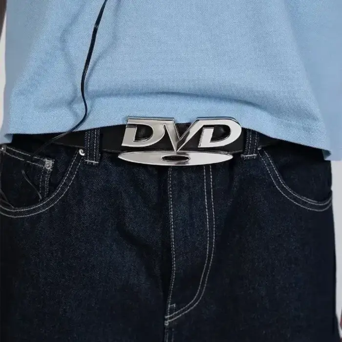 Ceinture unisexe à boucle DVD au design nostalgique, pour hommes et femmes, idéale pour les jeans, p