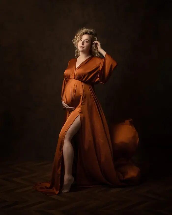 Boho ALTERPhotography Props Robes à col en V, Taille libre, Réglable, Doux, Séance photo de grossess