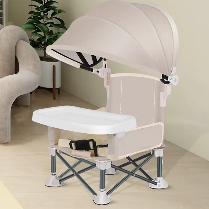 Chaise d'alimentation pliable pour bébé, rehausseur d'alimentation avec pare-soleil et plateau amovi